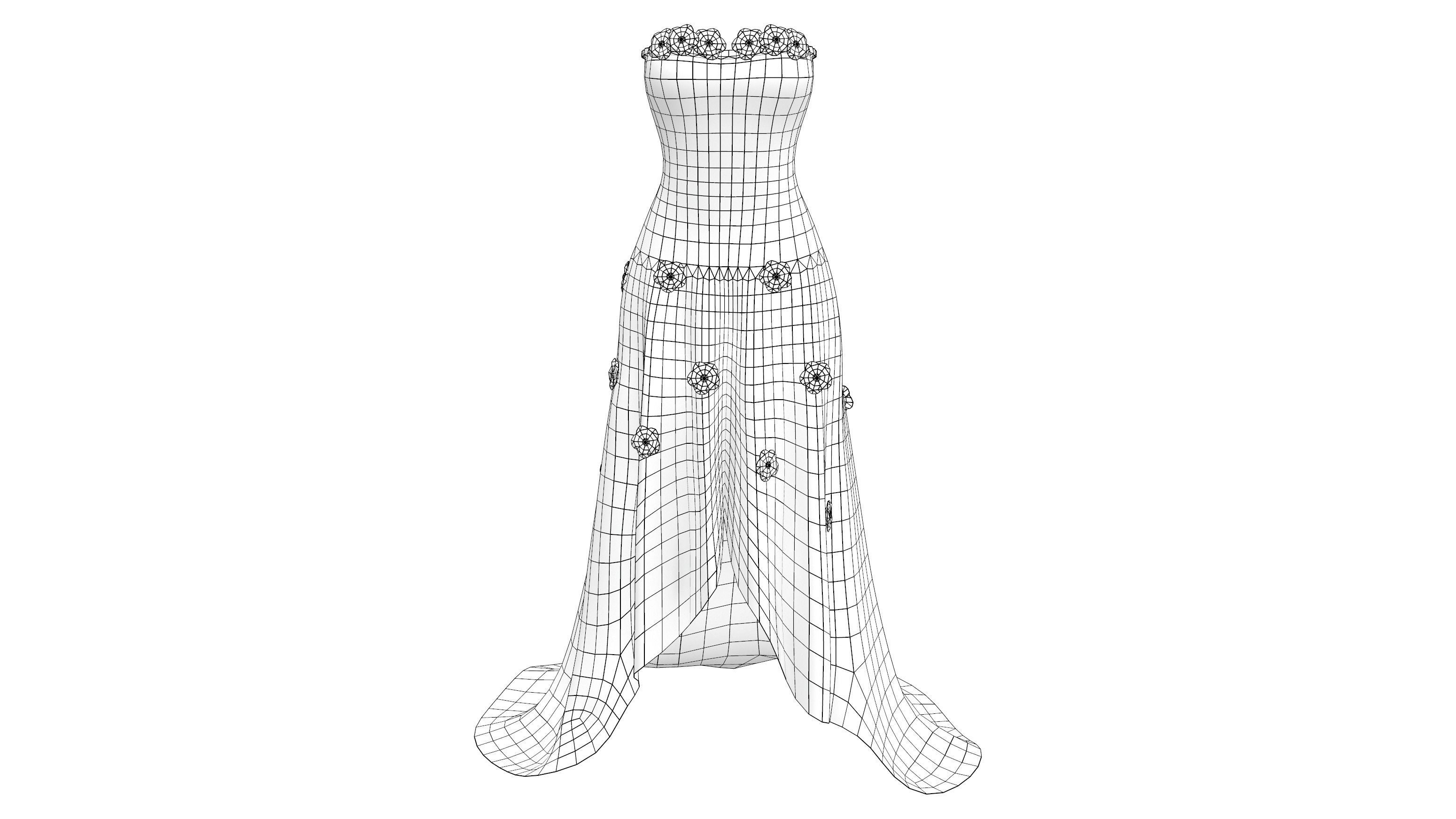 Butterfly Dress Low-poly 3D model_6