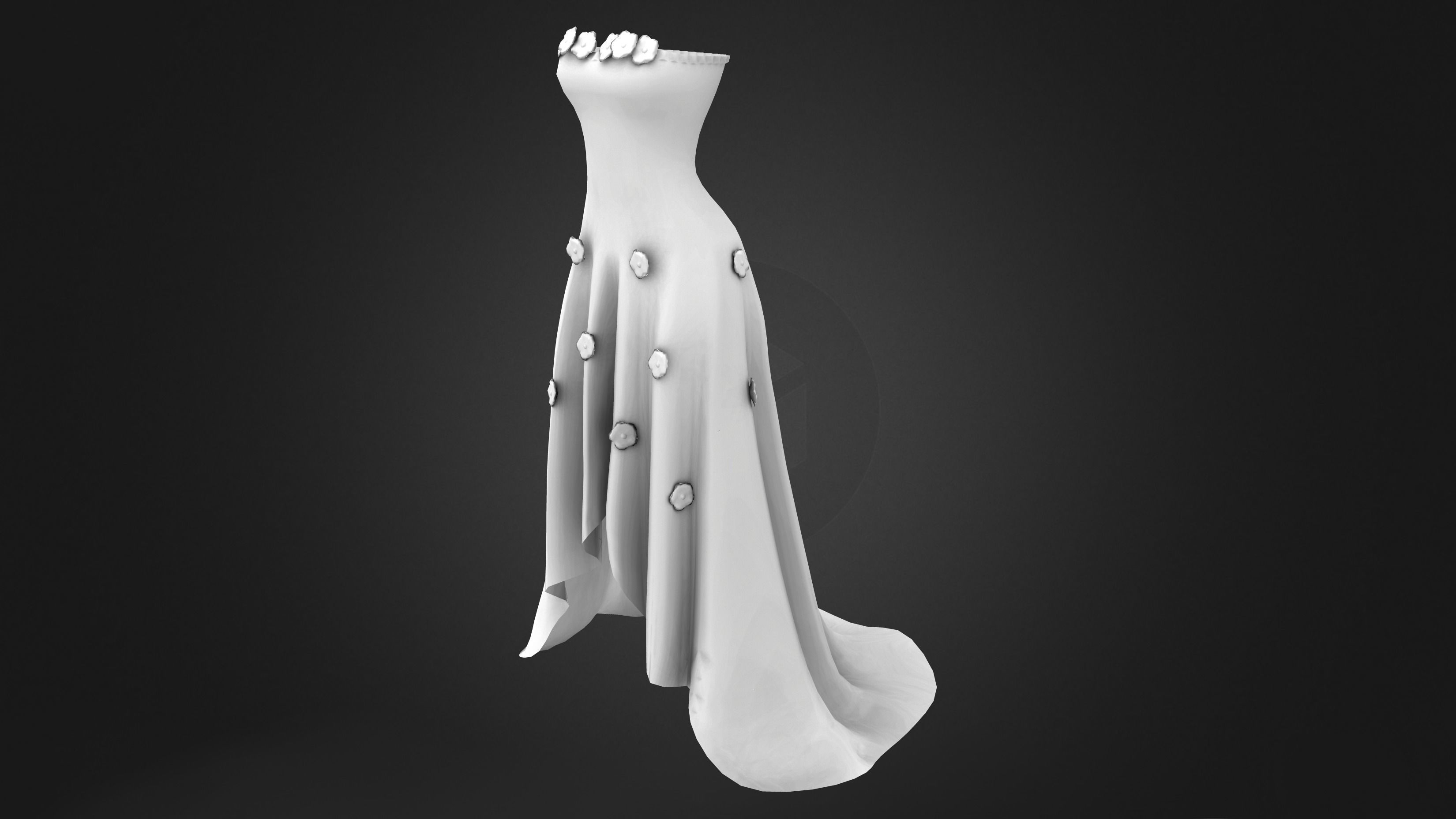 Butterfly Dress Low-poly 3D model_8