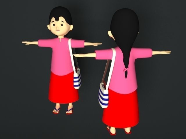 3d Meena cartoon 3D model_8