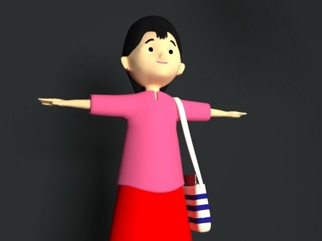3d Meena cartoon 3D model_3