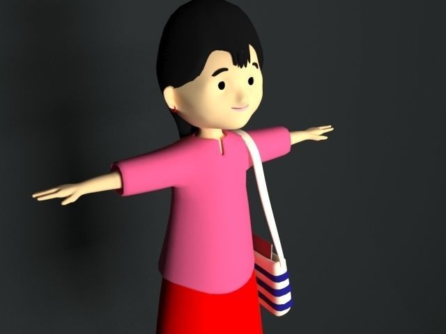3d Meena cartoon 3D model_2