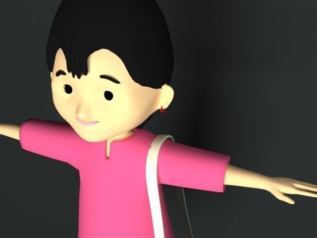3d Meena cartoon 3D model_7