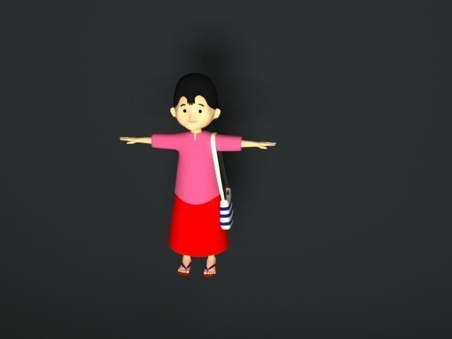 3d Meena cartoon 3D model_9