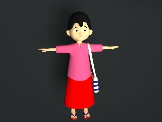 3d Meena cartoon 3D model_1