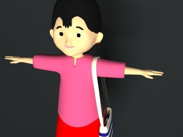 3d Meena cartoon 3D model_5