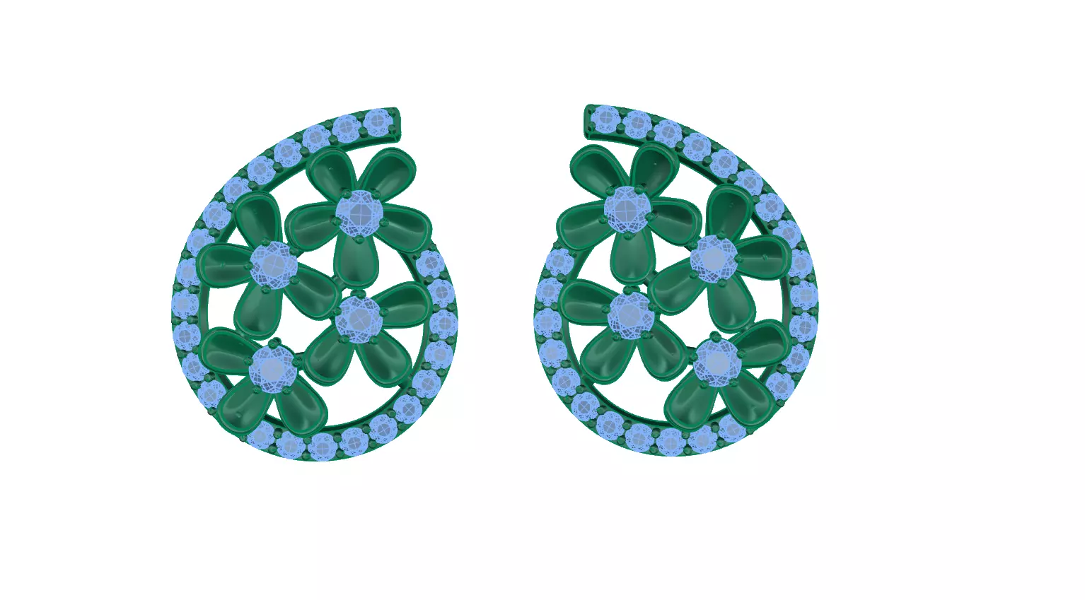 earring emerald and diamond earrings 3D print model_0