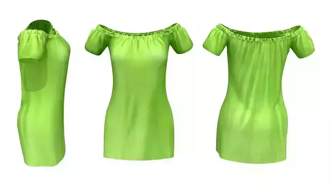 Summer Off Shoulder Beach Dress Low-poly 3D model