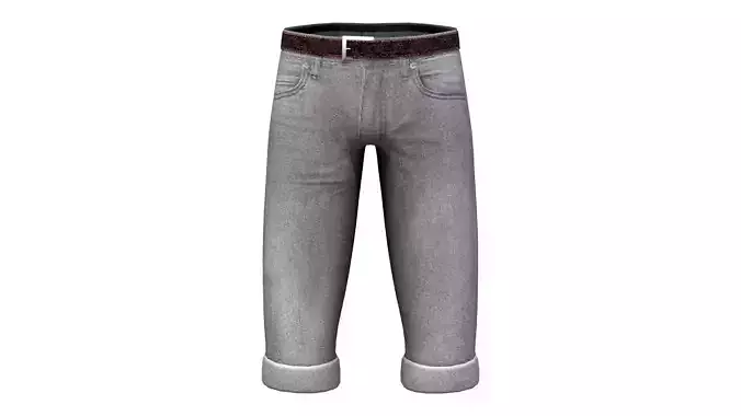 Below Knee Rolled Legs Pants Low-poly 3D model