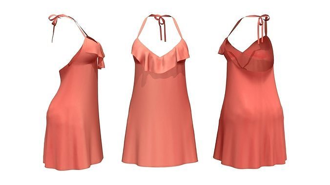  Summer Ruffle Cami Dress Low-poly 3D model