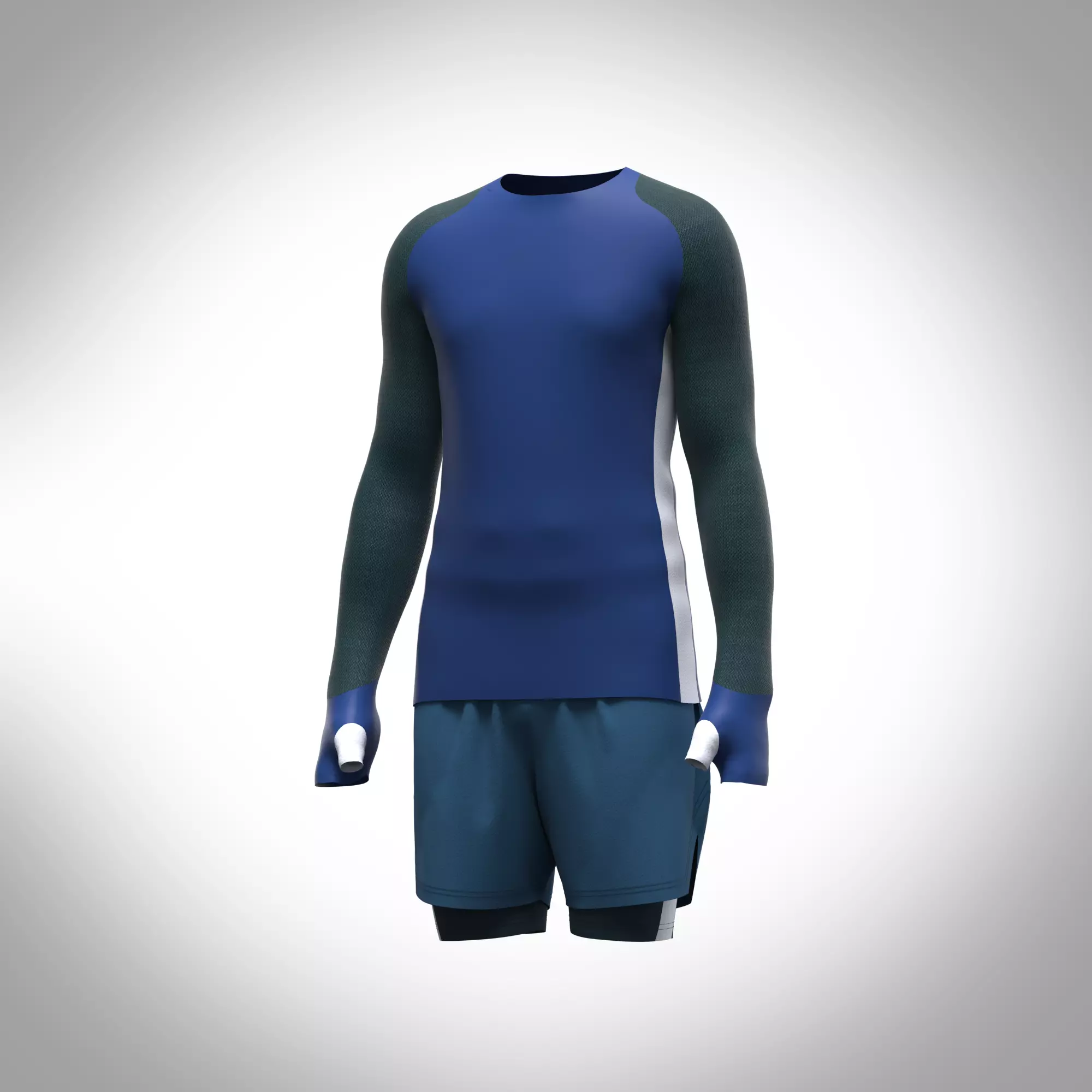 Mens Sportswear with raglan shirt and shorts Low-poly 3D model
