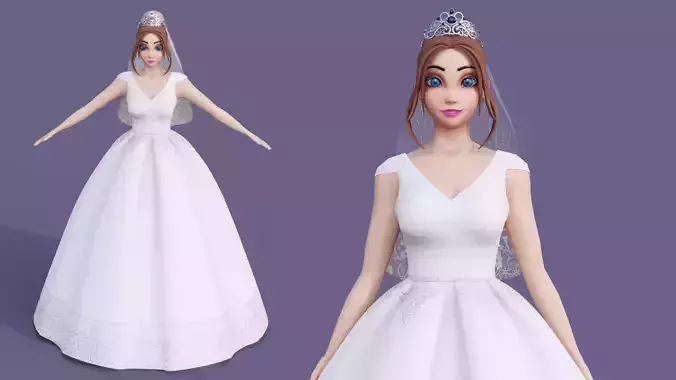 Cartoon Bride Girl No Rigged 