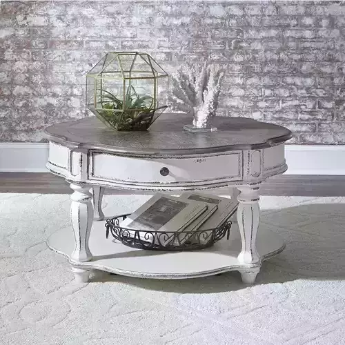 Jovani Wood Wheel Coffee Table 