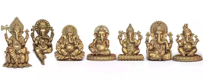 Ganesh Ji 3D Model Collection of 7 Models 01 