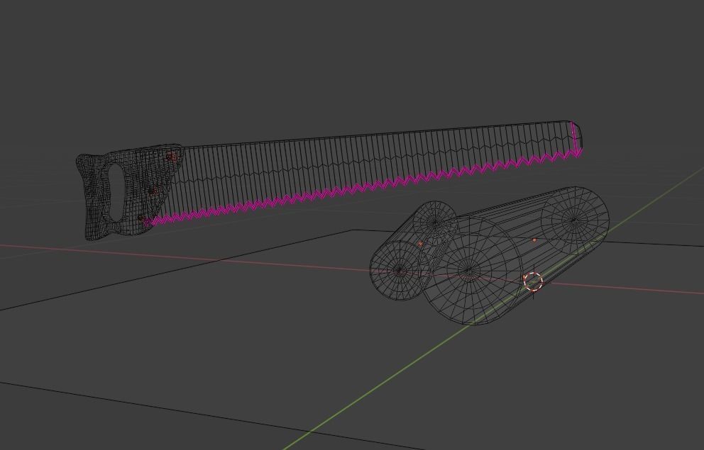 Handsaw and Wood Logs Low-poly 3D model_9
