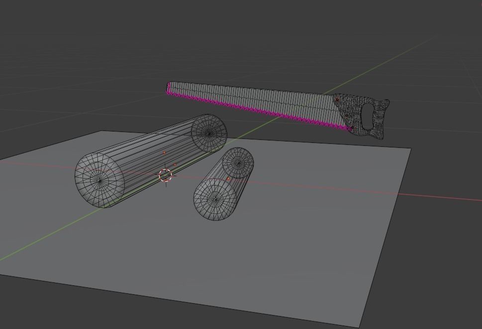 Handsaw and Wood Logs Low-poly 3D model_10