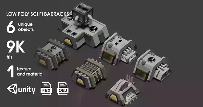Low Poly Sci-Fi Barracks