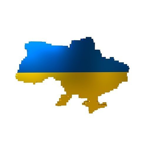Voxel Ukraine Map v1 002 Low-poly 3D model