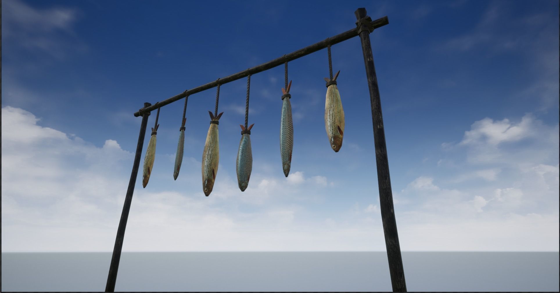 Lowpoly Hanged Fish Stand Low-poly 3D model_4