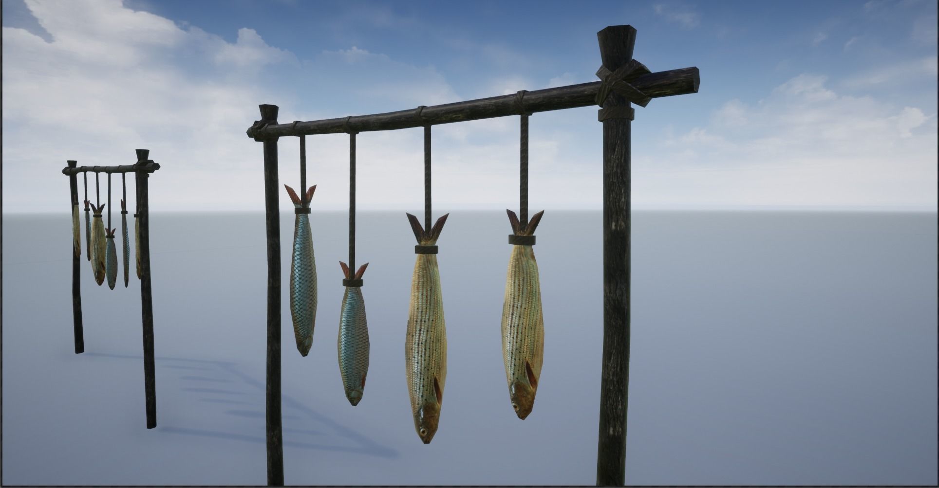 Lowpoly Hanged Fish Stand Low-poly 3D model_6