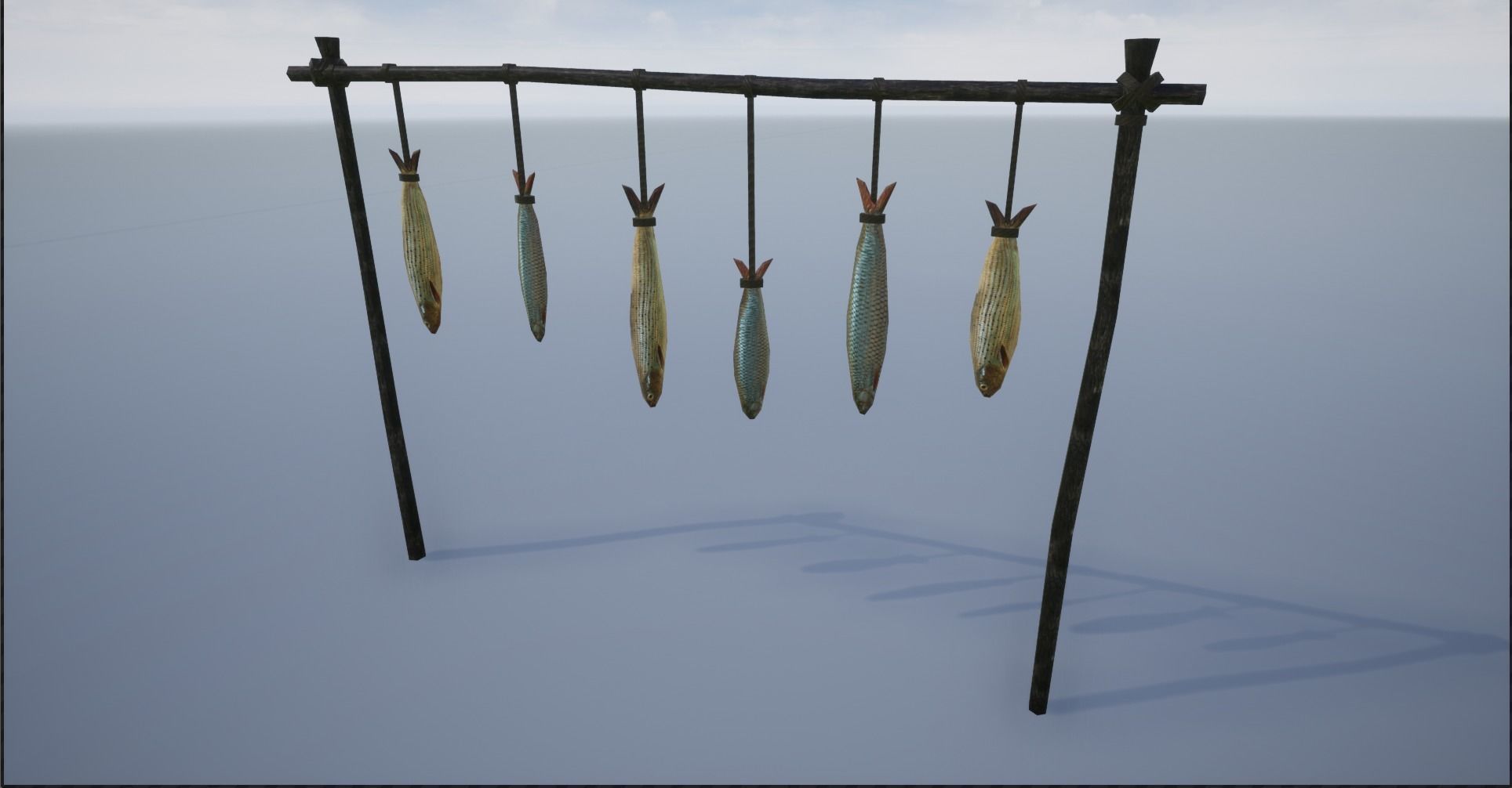 Lowpoly Hanged Fish Stand Low-poly 3D model_1