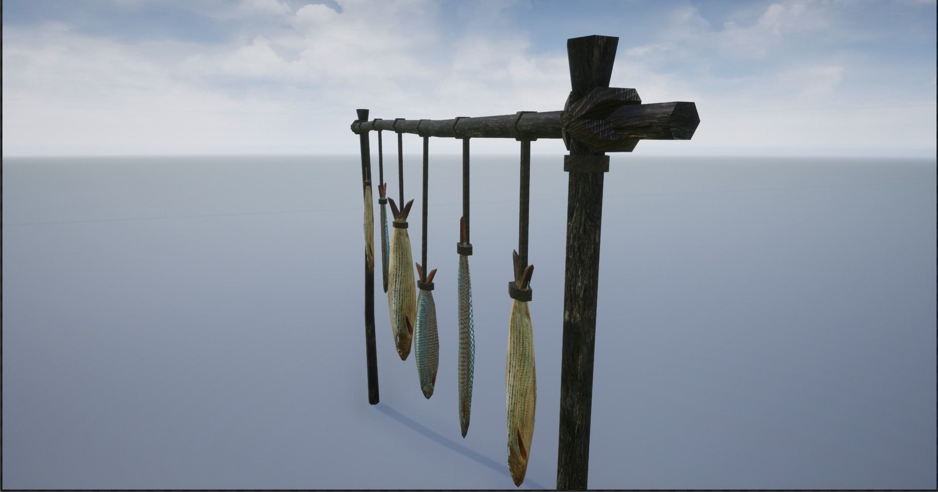 Lowpoly Hanged Fish Stand Low-poly 3D model_3