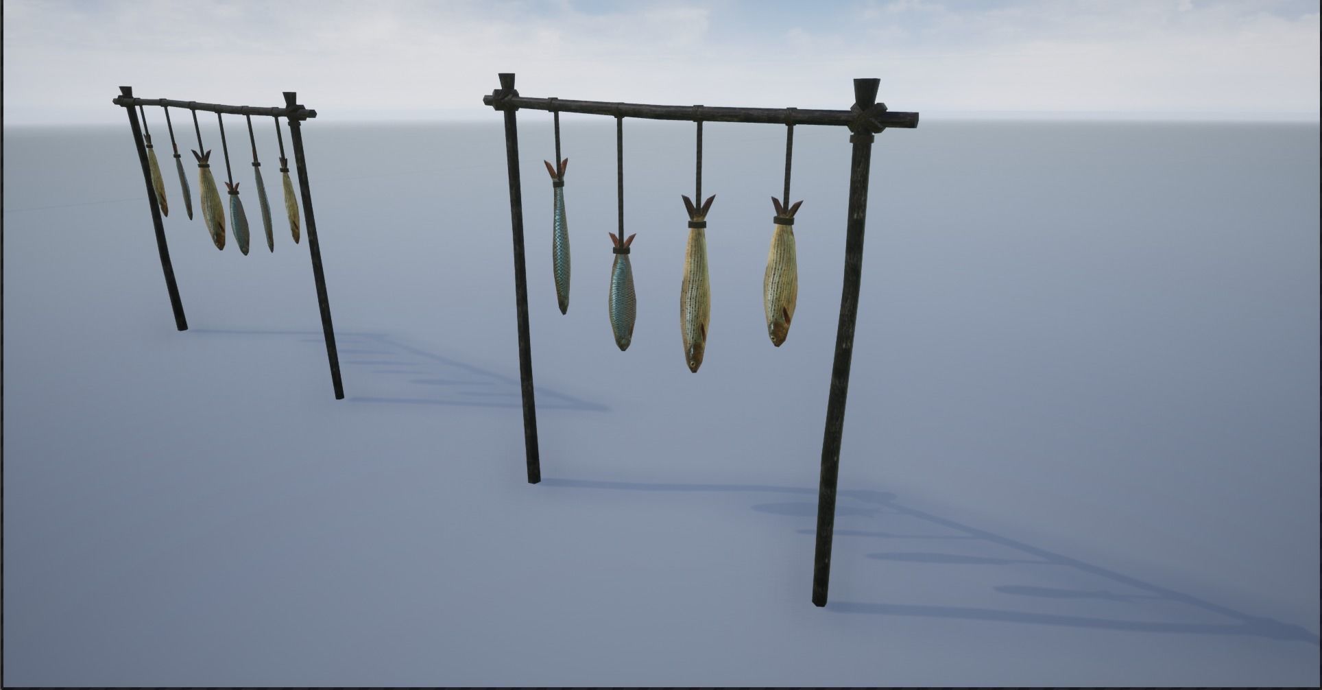 Lowpoly Hanged Fish Stand Low-poly 3D model_5