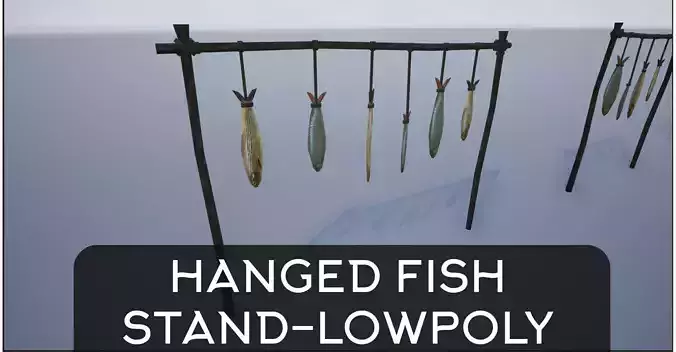 Lowpoly Hanged Fish Stand Low-poly 3D model