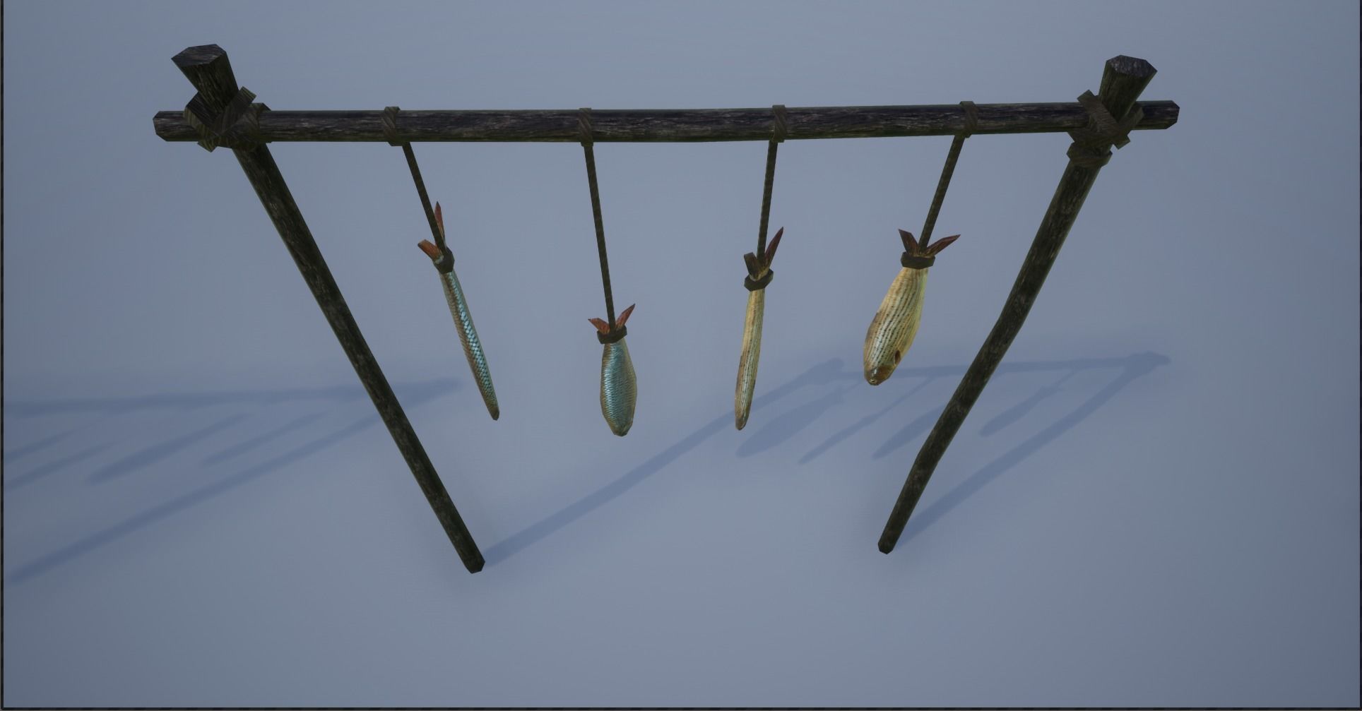 Lowpoly Hanged Fish Stand Low-poly 3D model_7