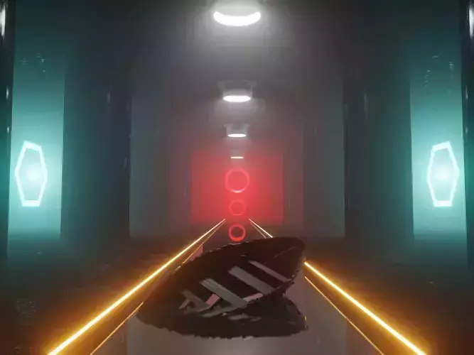 Hallway adi shoes in tunnel