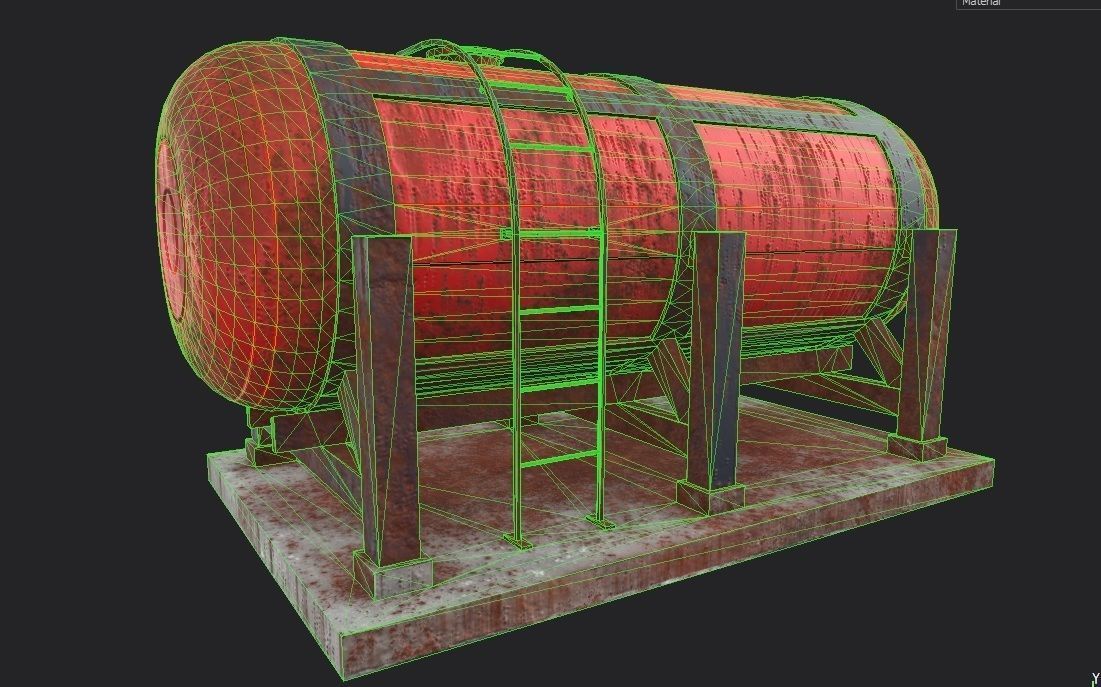 liquid tank M1 - Old Low-poly 3D model_33