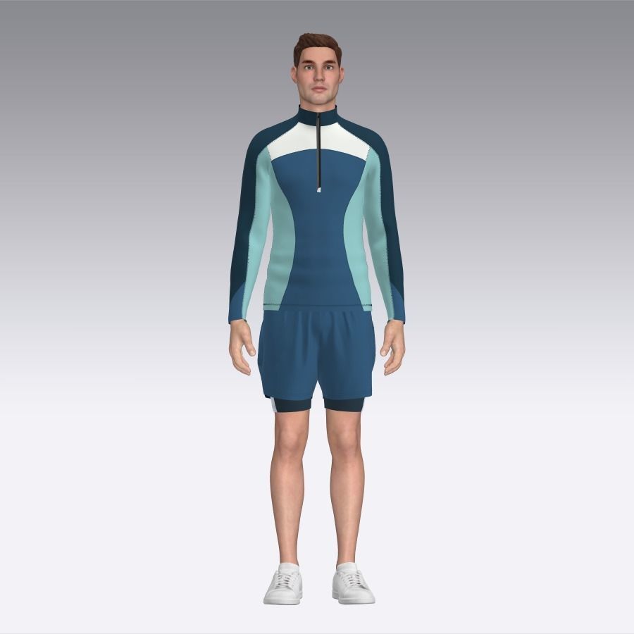 Mens Sportswear with raglan shirt and shorts Low-poly 3D model_19