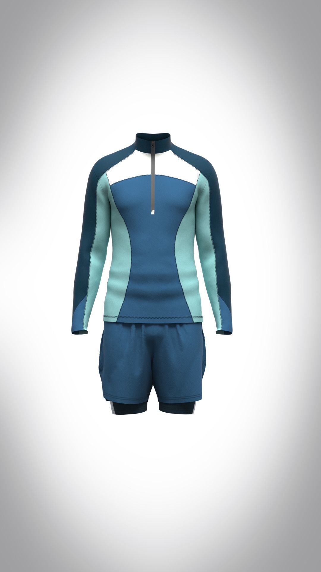 Mens Sportswear with raglan shirt and shorts Low-poly 3D model_7