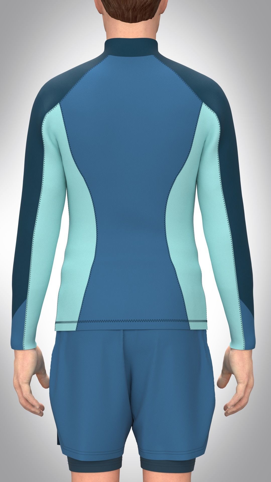 Mens Sportswear with raglan shirt and shorts Low-poly 3D model_9