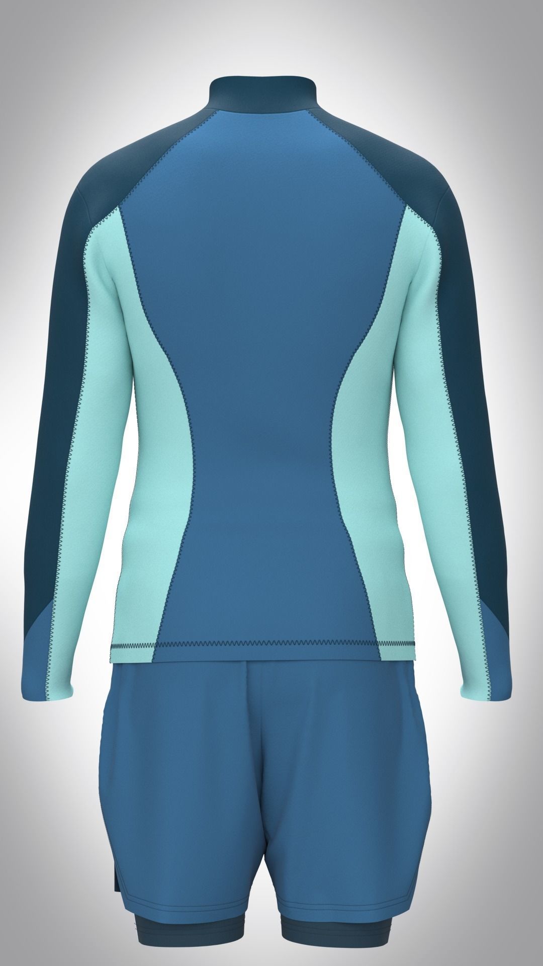 Mens Sportswear with raglan shirt and shorts Low-poly 3D model_4