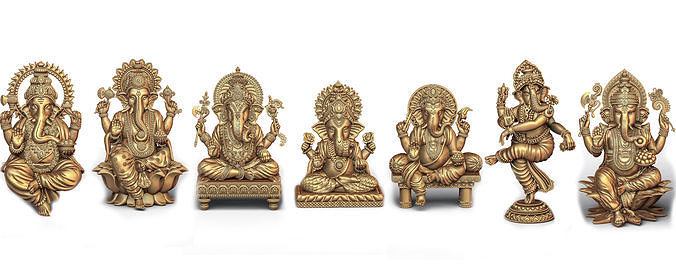 Ganesh Ji 3D Model Collection of 7 Models 02 