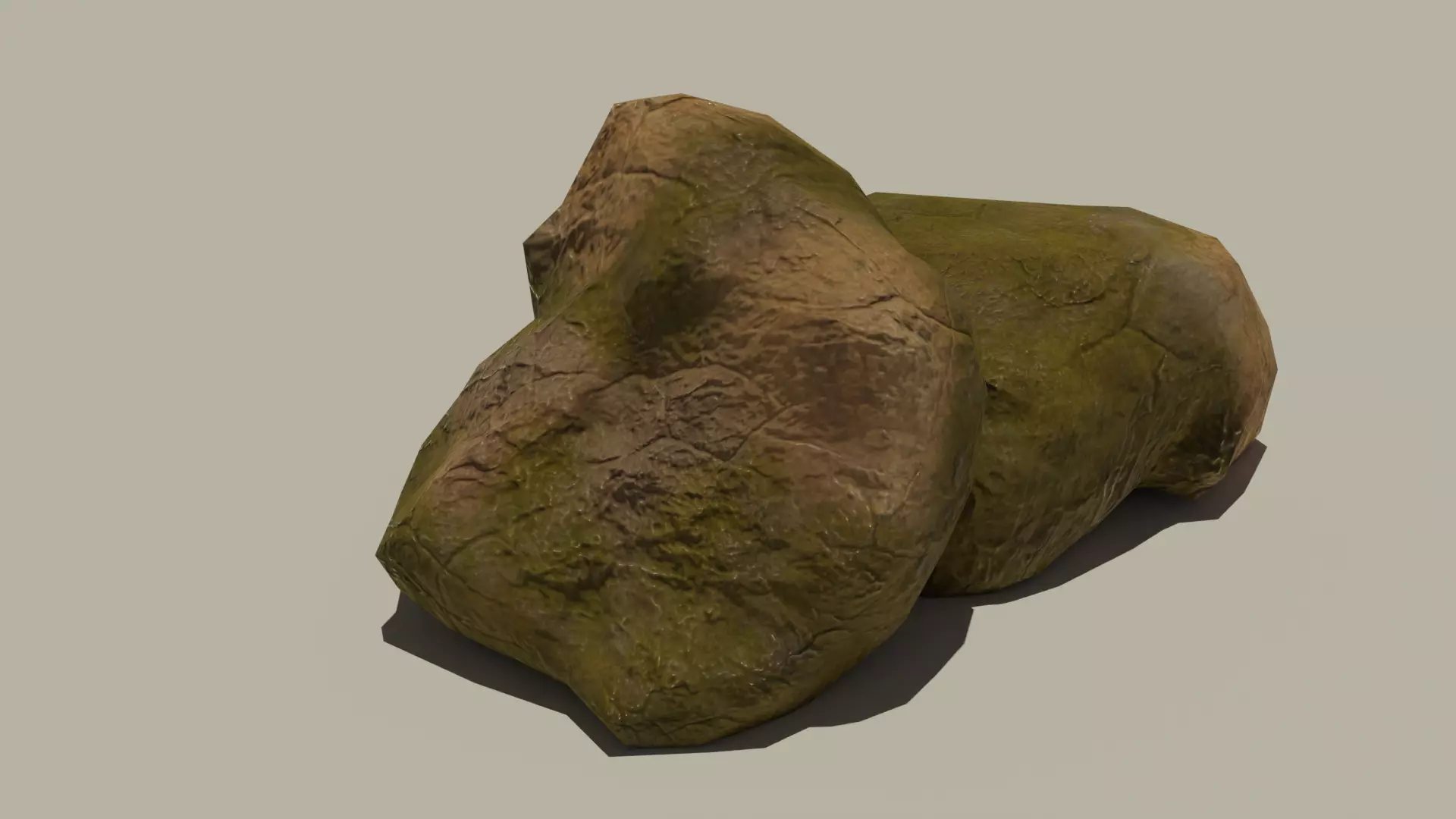 4 Low-poly rocks and textures and others maps Low-poly 3D model_0