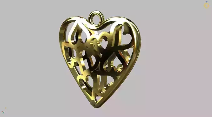 Heart pendant 15mm lace