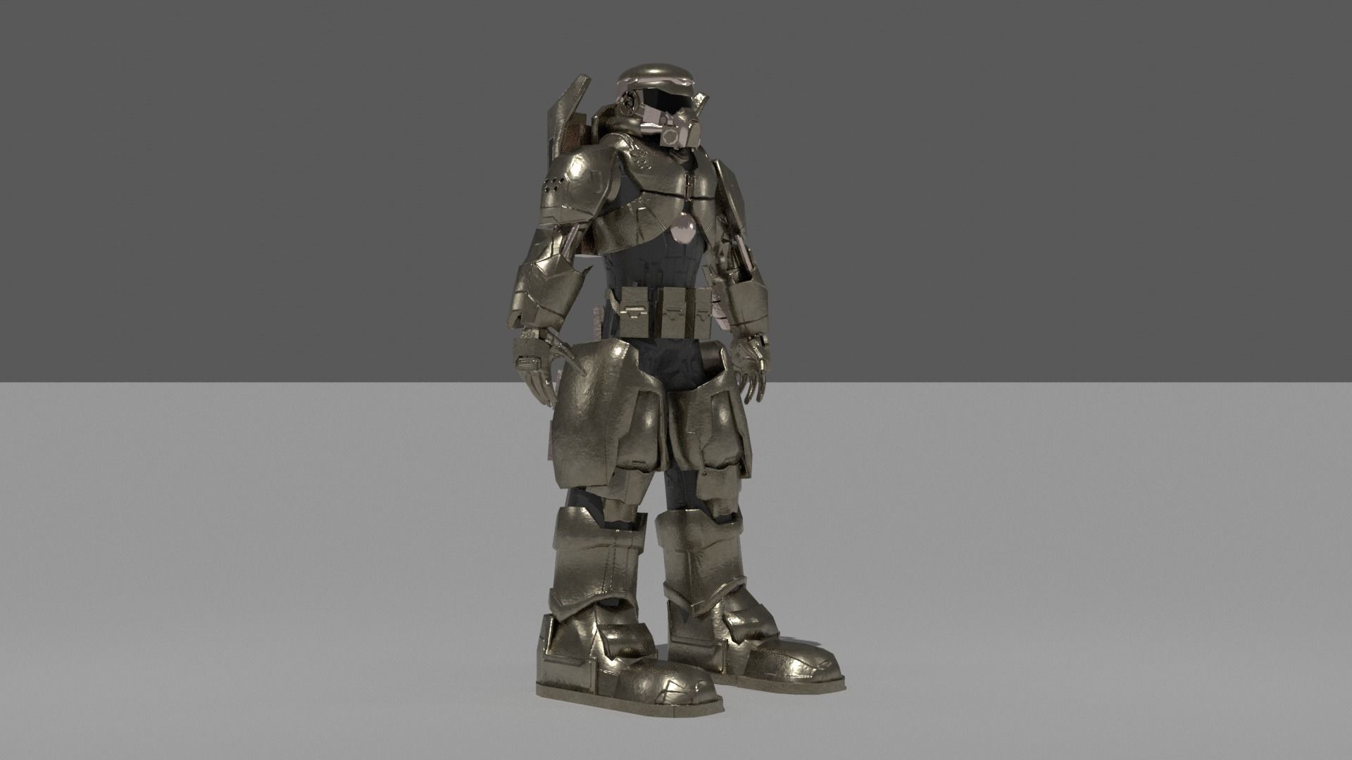 futuristic armor Low-poly 3D model_2