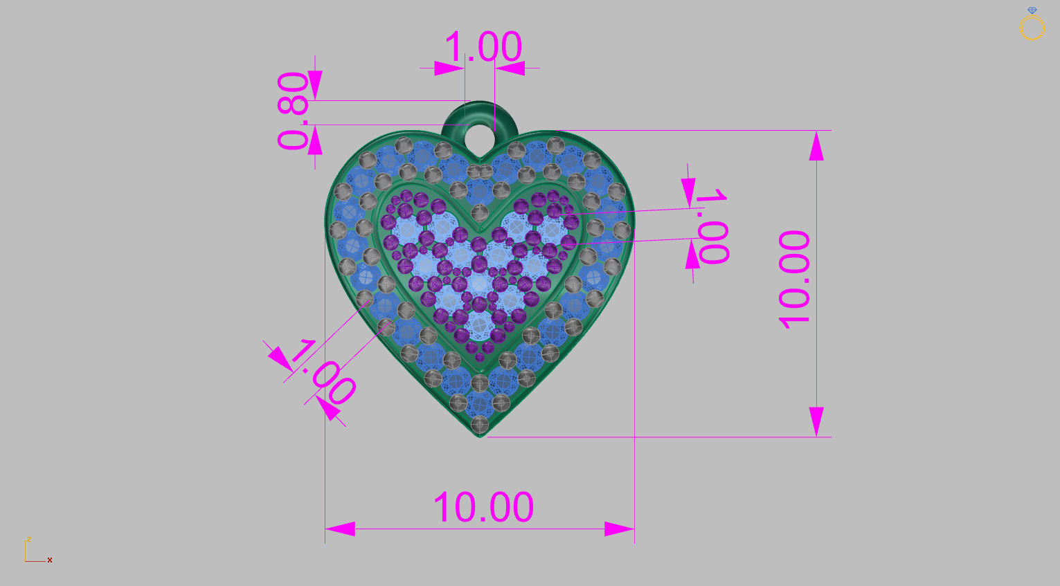 Heart Ring Set 10mm 3D print model_10