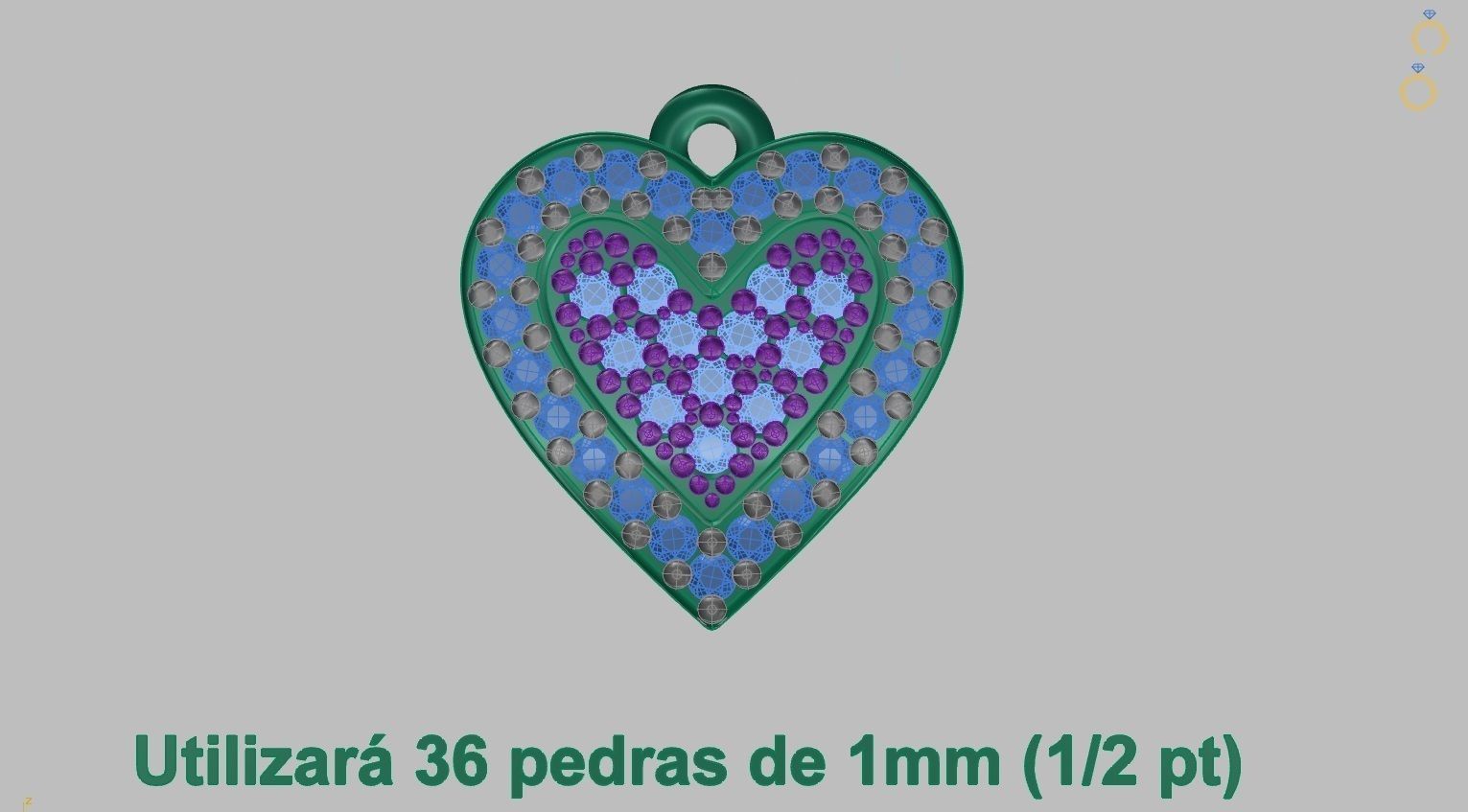 Heart Ring Set 10mm 3D print model_13