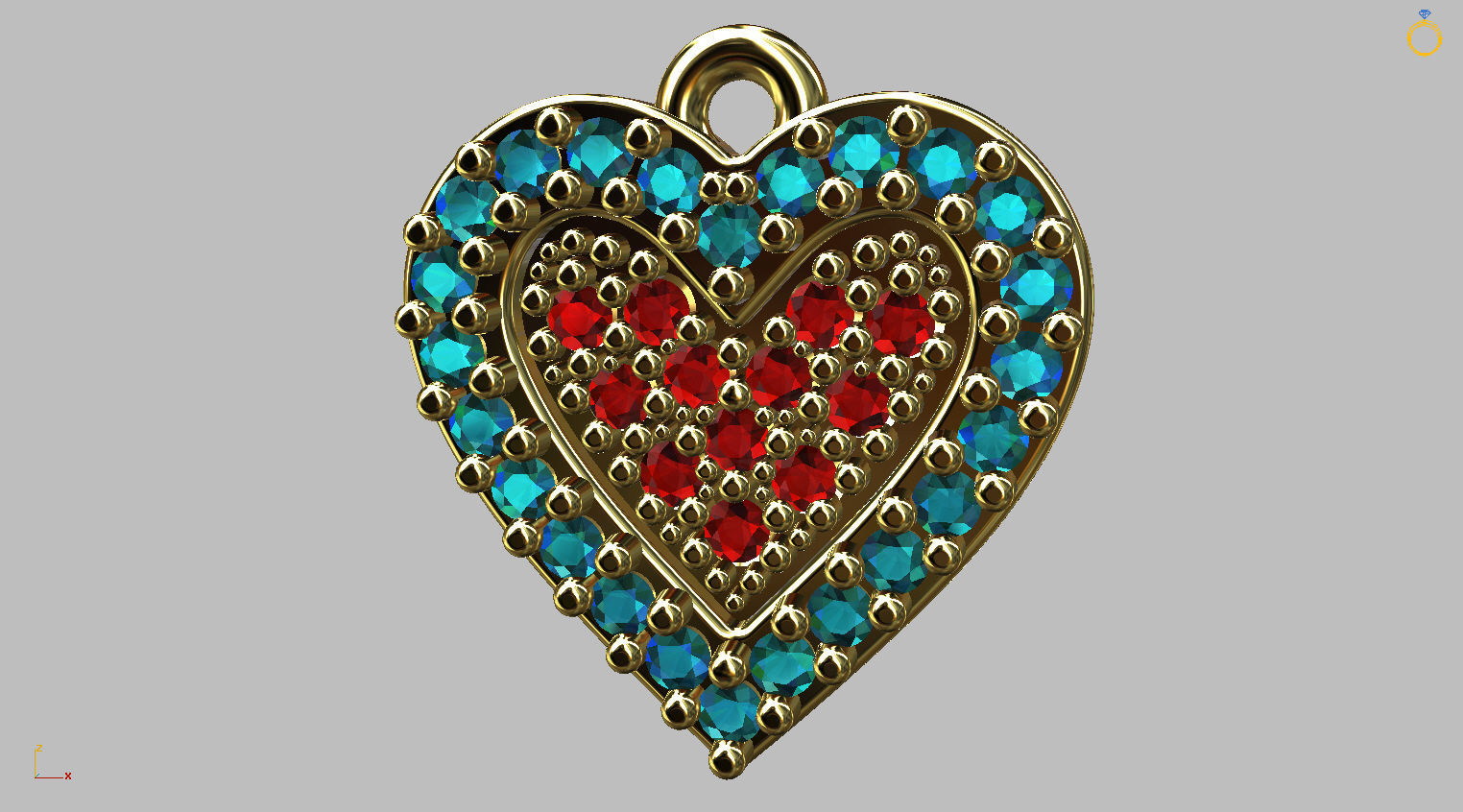 Heart Ring Set 10mm 3D print model_5