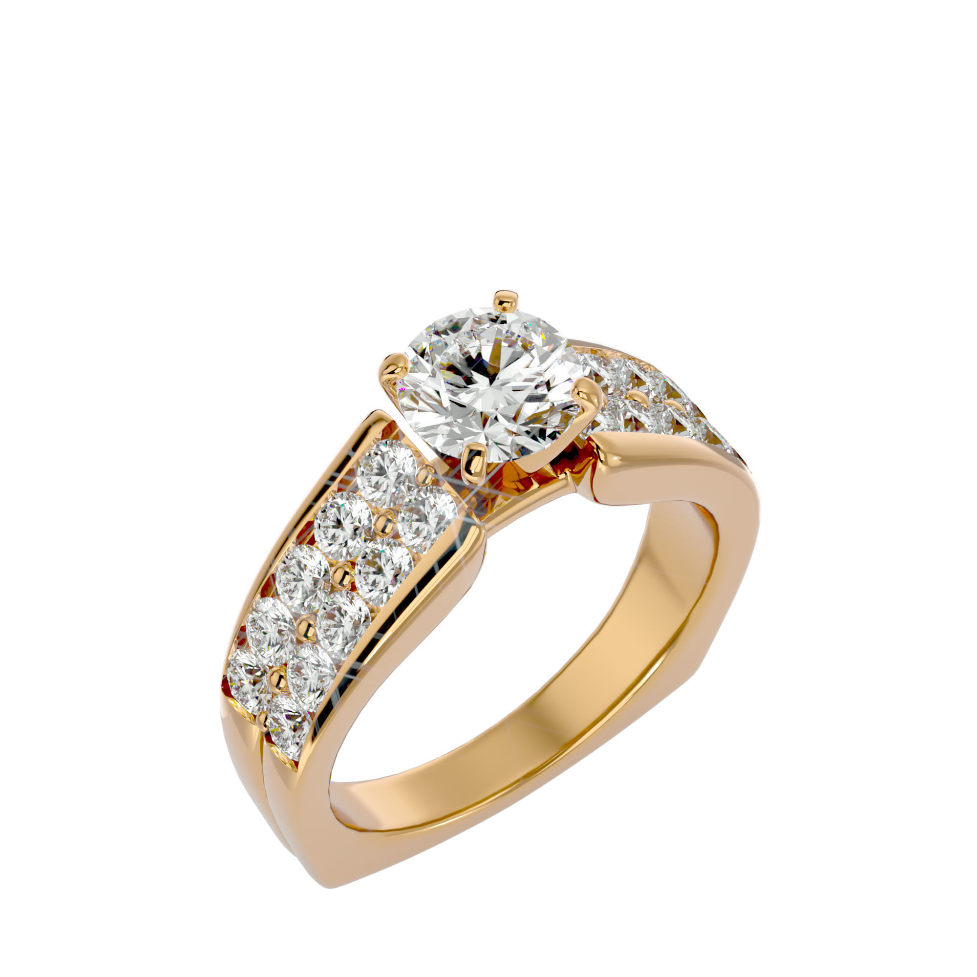 Solitaire ring model 3D print model_12
