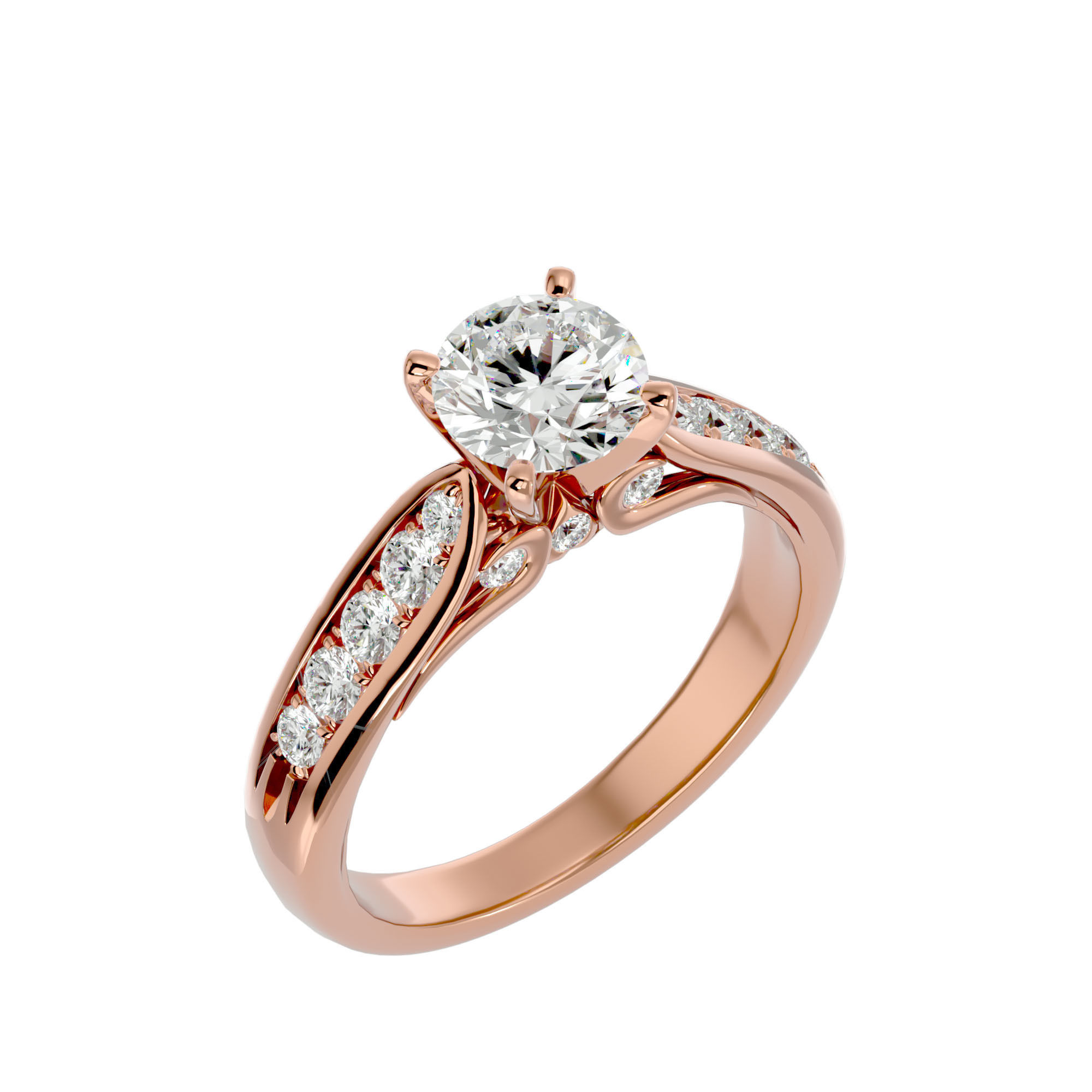 Solitaire ring model 3D print model_13