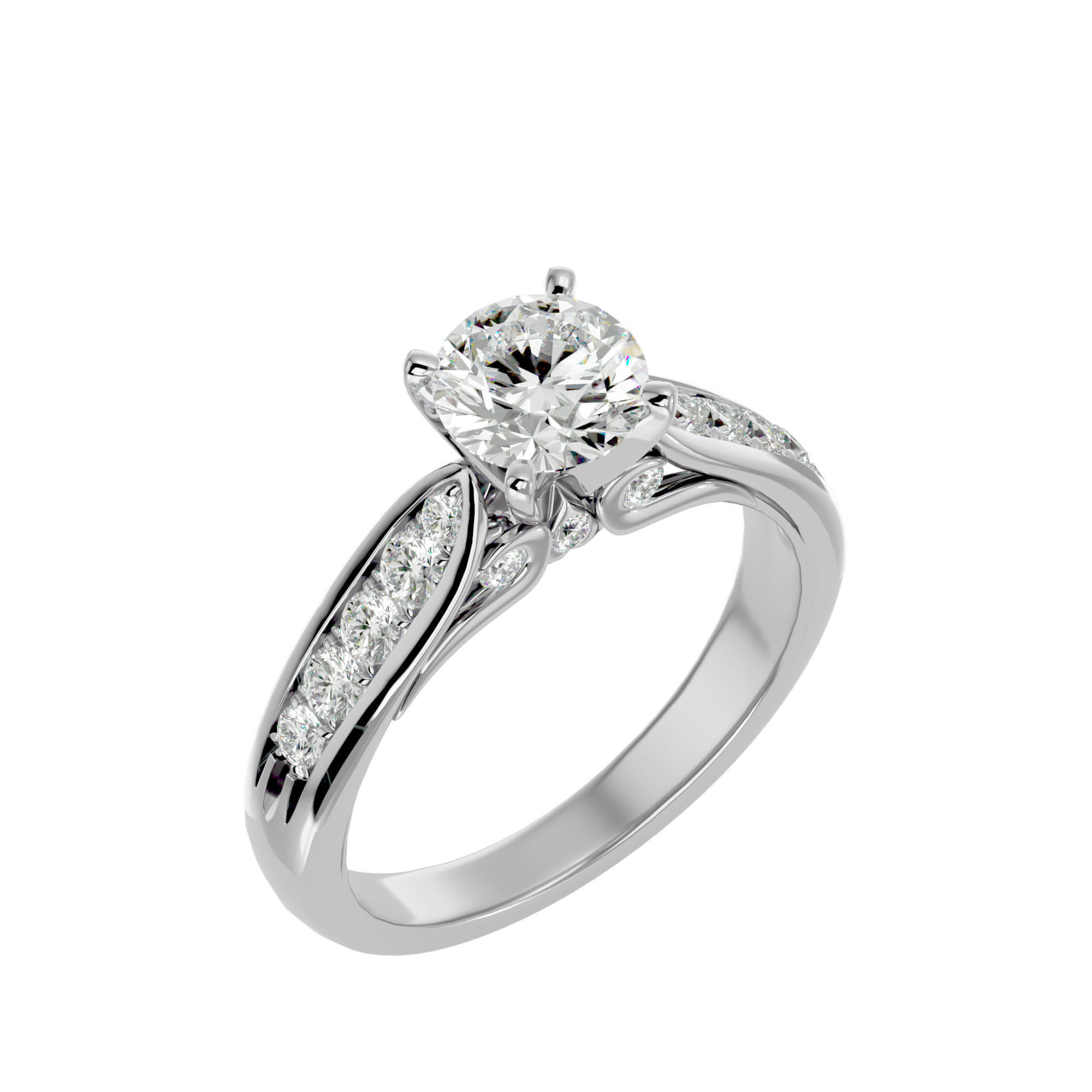 Solitaire ring model 3D print model_11