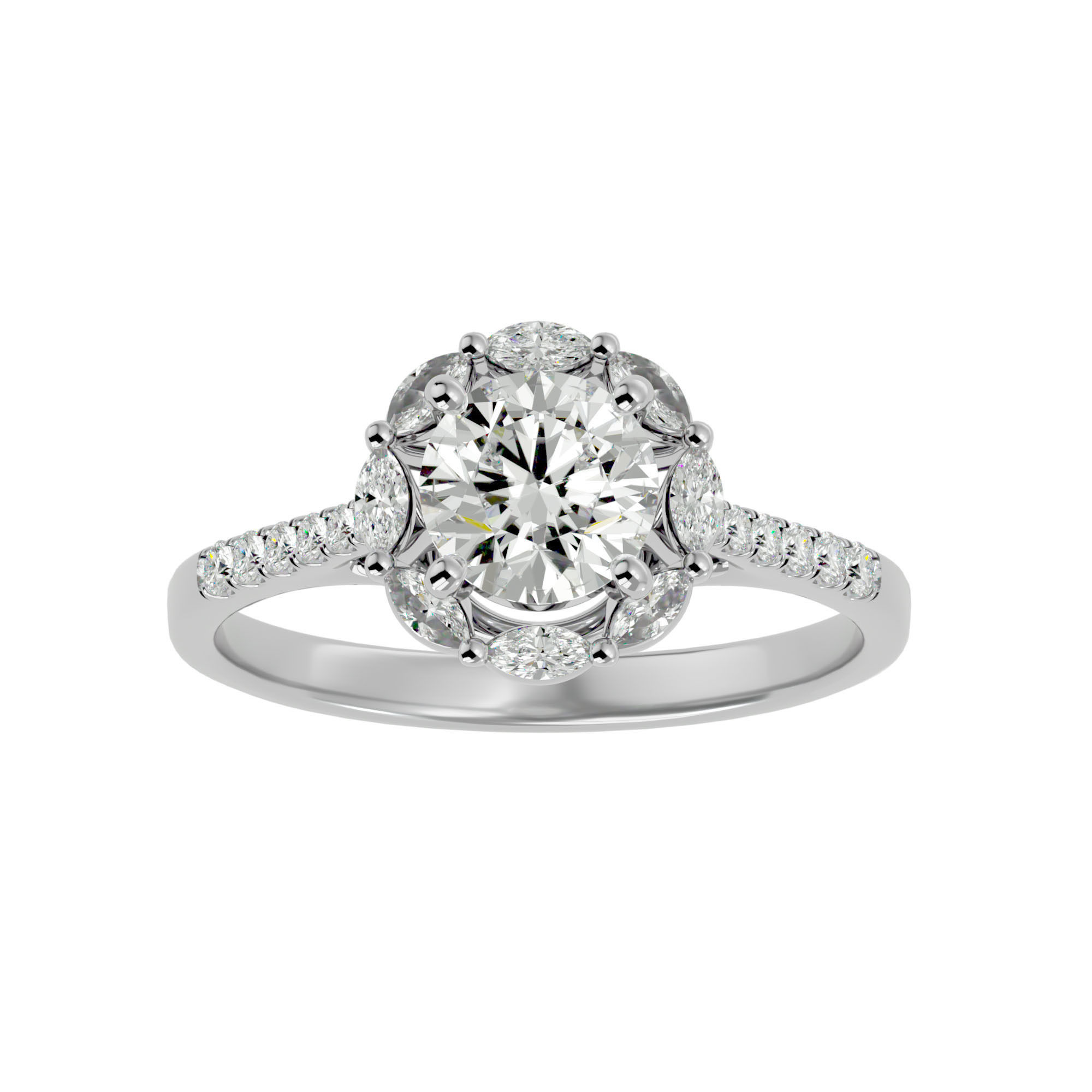 Solitaire ring model 3D print model_4