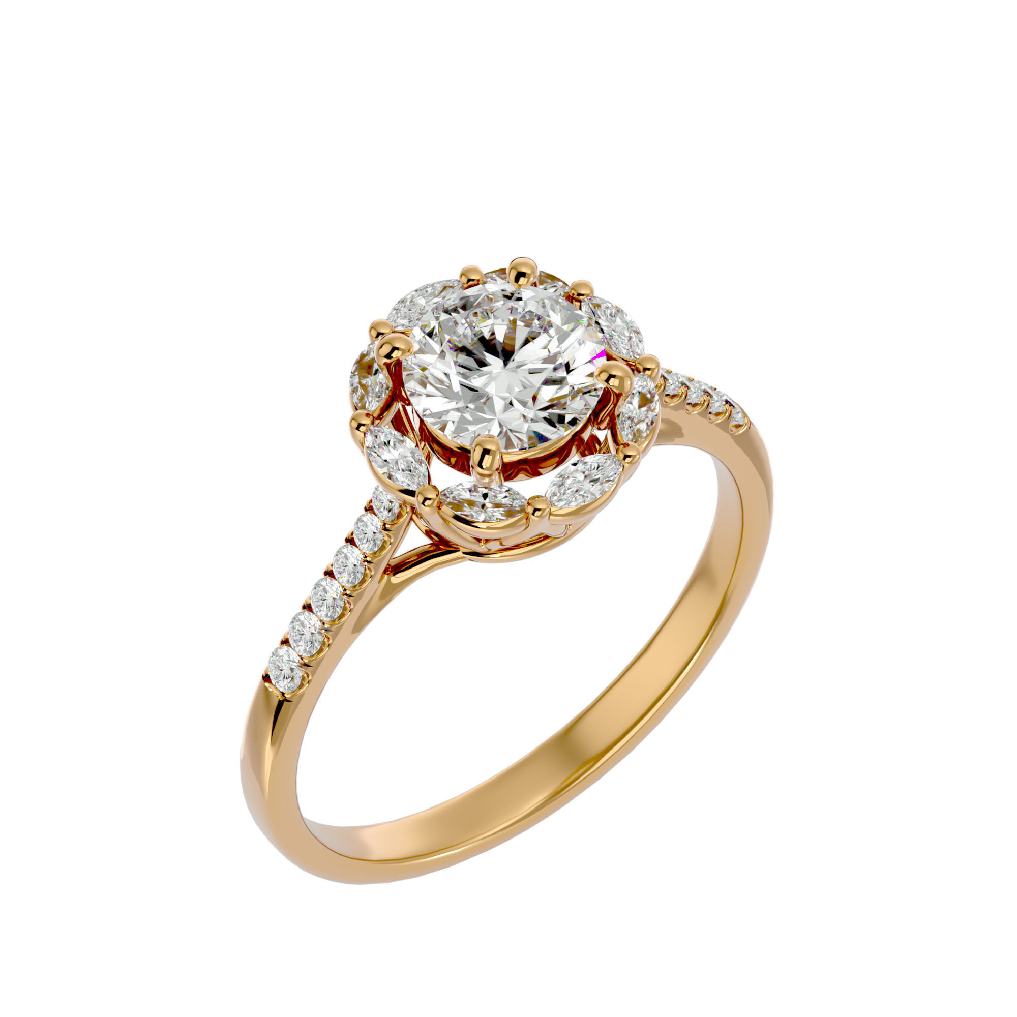 Solitaire ring model 3D print model_12