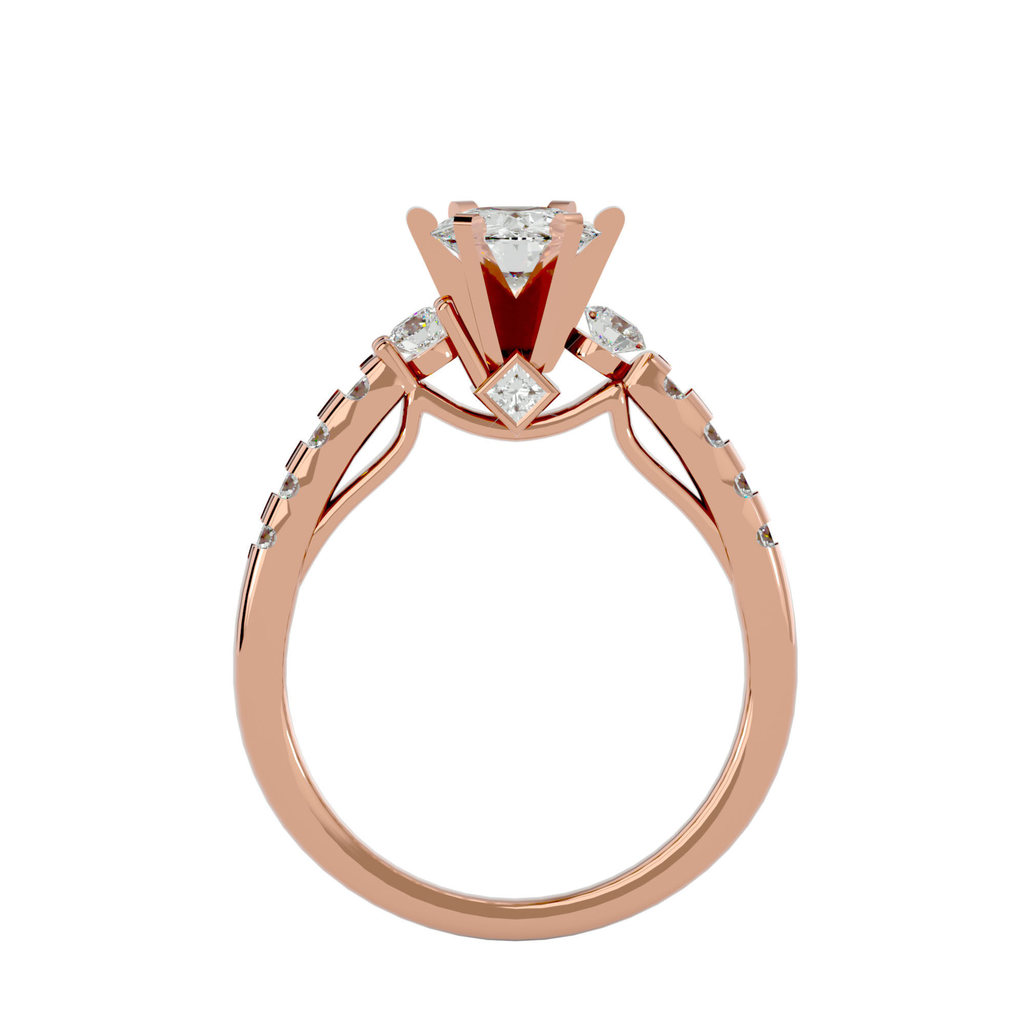 Solitaire ring model 3D print model_7