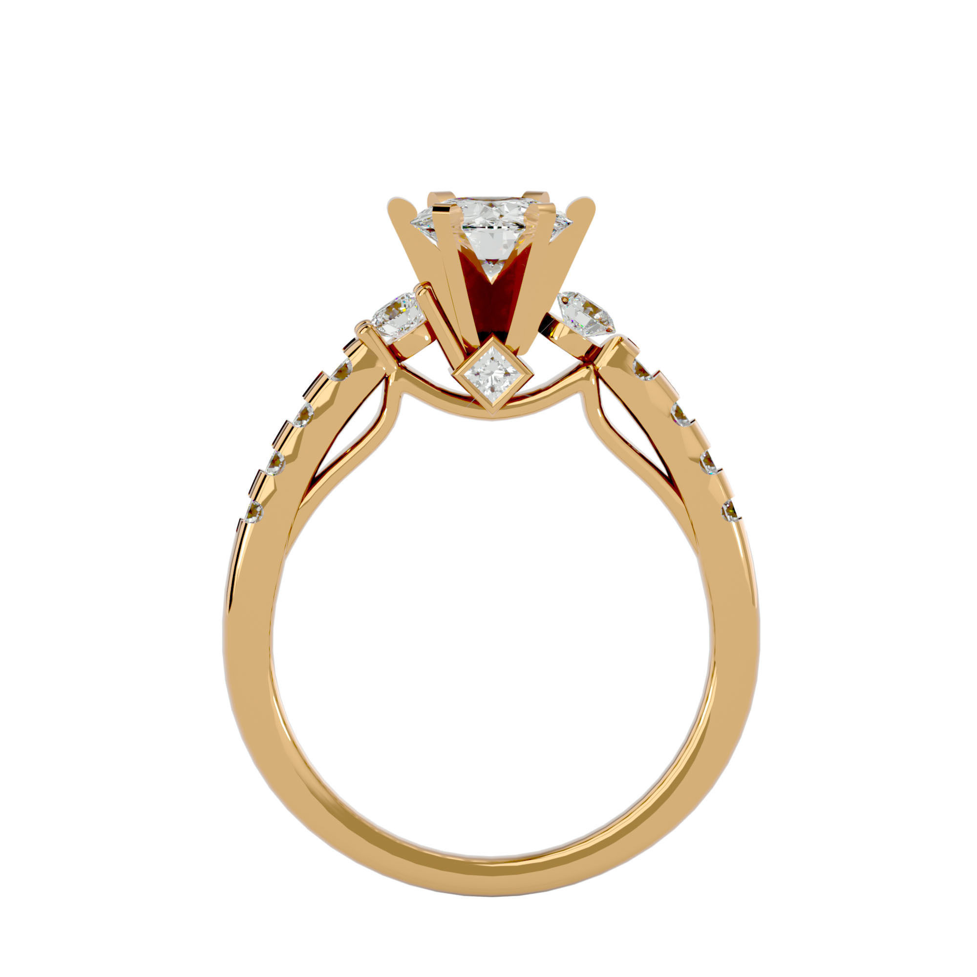 Solitaire ring model 3D print model_6