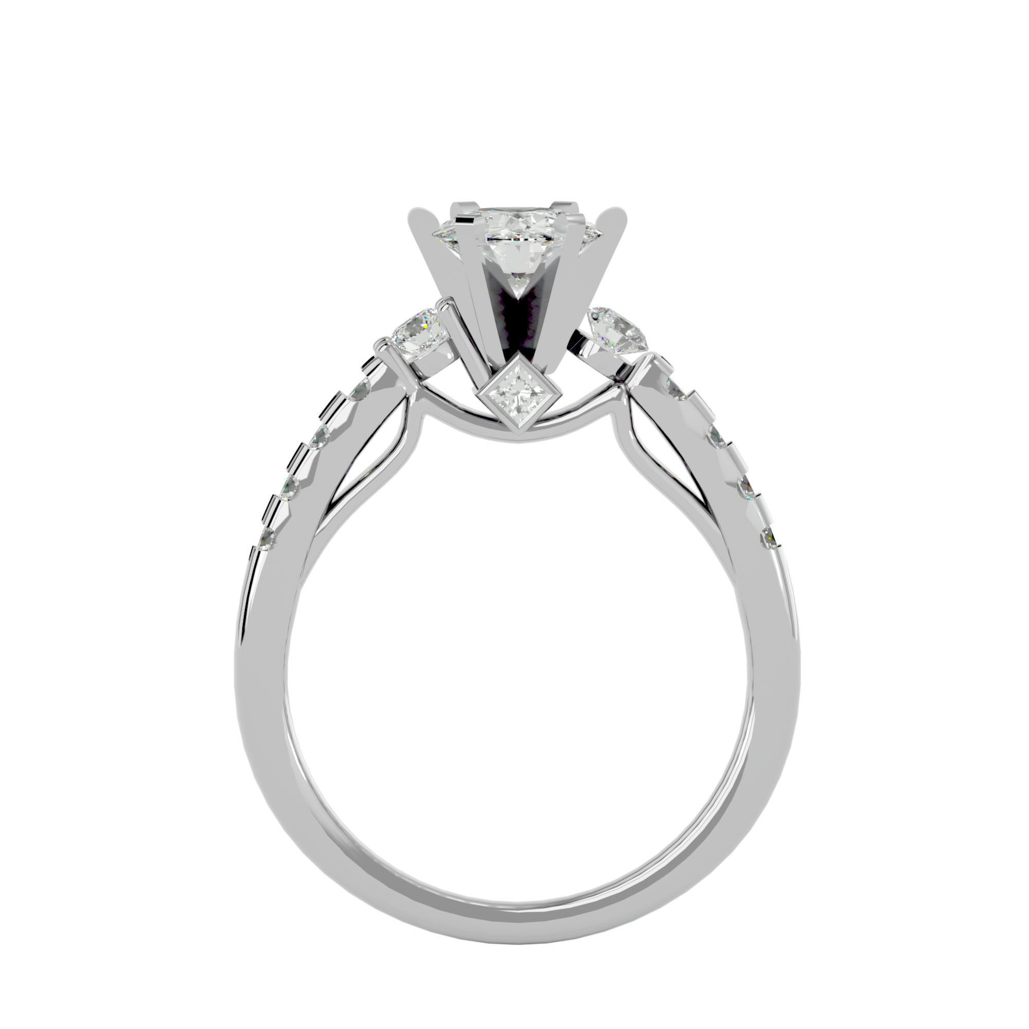 Solitaire ring model 3D print model_5