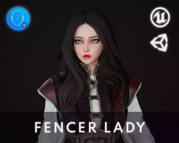 Fencer Lady - Game Ready Low-poly 3D model